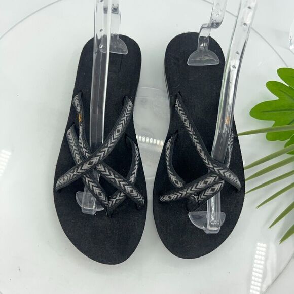 Teva Women's Olowahu Sandal Size 10 Thong Slide Flip Flop Black Tan Comfy - Picture 2 of 13